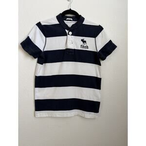 Y2K Abercrombie Boys  Muscle Fit Blue Striped Polo Shirt XL